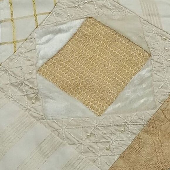 Christmas Stockings With Pearls, in Ivory, Cream, Golden, Beige Patchwork - Picture 5 of 7